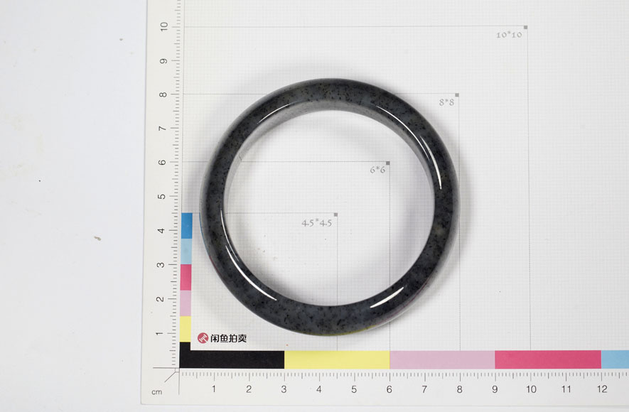 老山玉器 新疆和田玉墨玉手鐲扁圓環(huán)形58mm