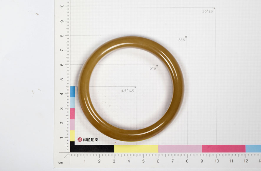 老山玉器 新疆和田玉糖玉手鐲扁圓環(huán)形56mm